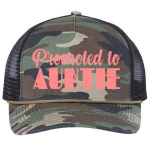 Promoted To Auntie New Baby Niece Nephew Retro Rope Trucker Hat Cap