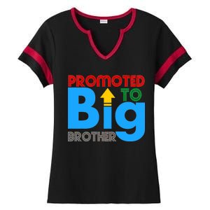 Promoted To Big Brother Colorful Logo Ladies Halftime Notch Neck Tee