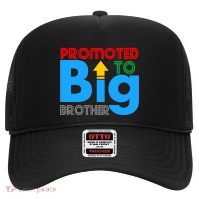 Promoted To Big Brother Colorful Logo High Crown Mesh Back Trucker Hat