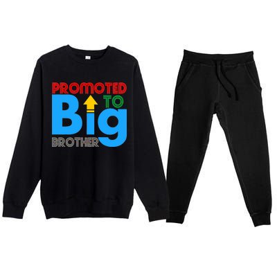 Promoted To Big Brother Colorful Logo Premium Crewneck Sweatsuit Set