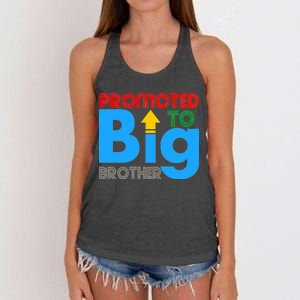 Promoted To Big Brother Colorful Logo Women's Knotted Racerback Tank