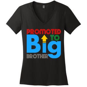 Promoted To Big Brother Colorful Logo Women's V-Neck T-Shirt