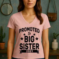 Promoted To Big Sister 2021 Women's V-Neck T-Shirt