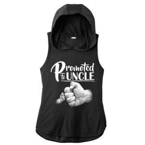 Promoted To Uncle Ladies PosiCharge Tri-Blend Wicking Draft Hoodie Tank