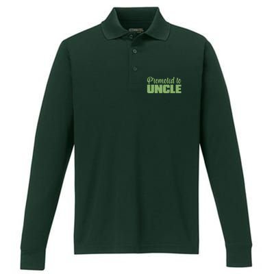 Promoted to Uncle New Baby Niece Nephew  Performance Long Sleeve Polo