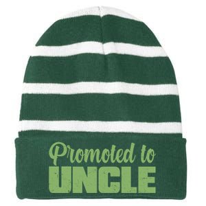 Promoted to Uncle New Baby Niece Nephew  Striped Beanie with Solid Band