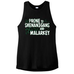 Prone To Shenanigans And Malarkey Ladies PosiCharge Tri-Blend Wicking Tank