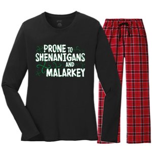 Prone To Shenanigans And Malarkey Women's Long Sleeve Flannel Pajama Set 