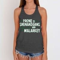 Prone To Shenanigans And Malarkey Women's Knotted Racerback Tank