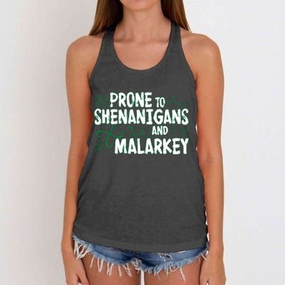 Prone To Shenanigans And Malarkey Women's Knotted Racerback Tank