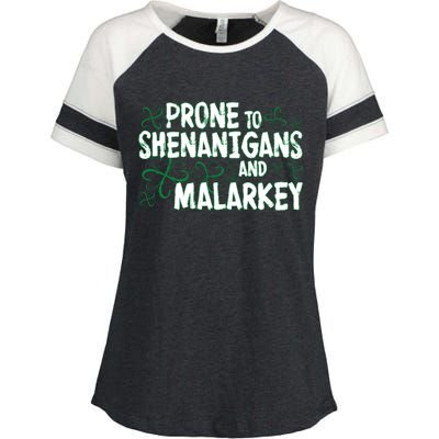 Prone To Shenanigans And Malarkey Enza Ladies Jersey Colorblock Tee