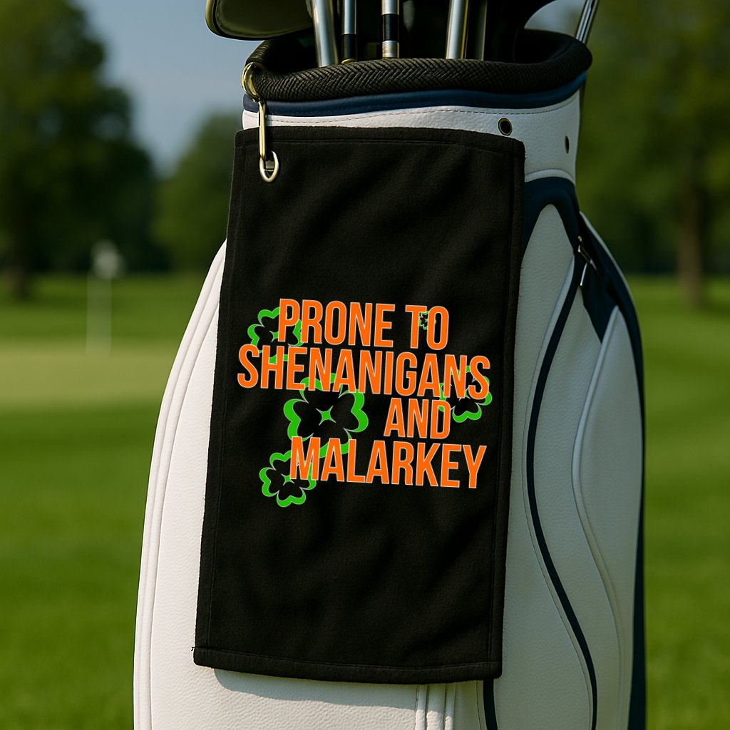 Prone to Shenanigans and Malarkey St Patty's Day Golf Towel