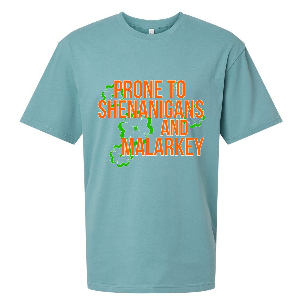 Prone to Shenanigans and Malarkey St Patty's Day Sueded Cloud Jersey T-Shirt