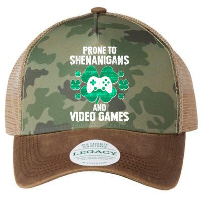 Prone To Shenanigans Video Games Shamrock Gamer Legacy Tie Dye Trucker Hat