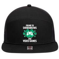 Prone To Shenanigans Video Games Shamrock Gamer 7 Panel Mesh Trucker Snapback Hat