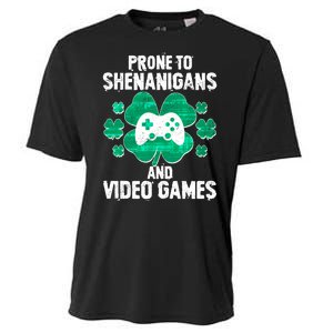 Prone To Shenanigans Video Games Shamrock Gamer Cooling Performance Crew T-Shirt