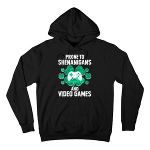 Prone To Shenanigans Video Games Shamrock Gamer Hoodie