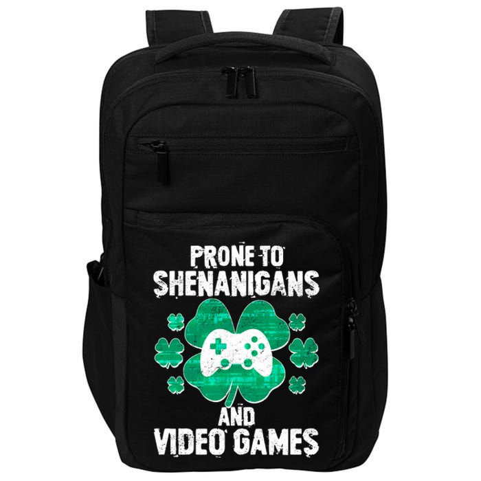 Prone To Shenanigans Video Games Shamrock Gamer Impact Tech Backpack