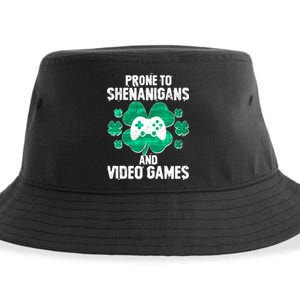 Prone To Shenanigans Video Games Shamrock Gamer Sustainable Bucket Hat