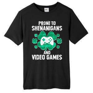 Prone To Shenanigans Video Games Shamrock Gamer Tall Fusion ChromaSoft Performance T-Shirt