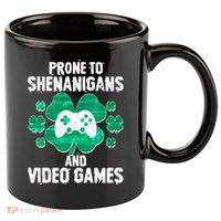 Prone To Shenanigans Video Games Shamrock Gamer 11oz C Handle Ceramic Mug