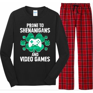 Prone To Shenanigans Video Games Shamrock Gamer Long Sleeve Pajama Set