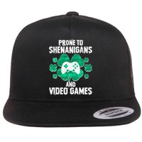 Prone To Shenanigans Video Games Shamrock Gamer Flatbill Hat