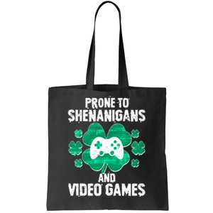 Prone To Shenanigans Video Games Shamrock Gamer Tote Bag