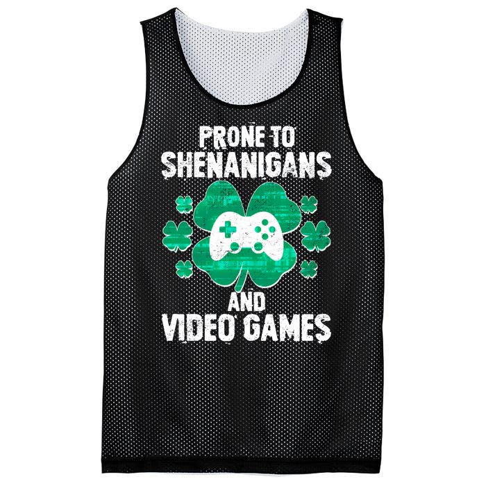 Prone To Shenanigans Video Games Shamrock Gamer Mesh Reversible Basketball Jersey Tank