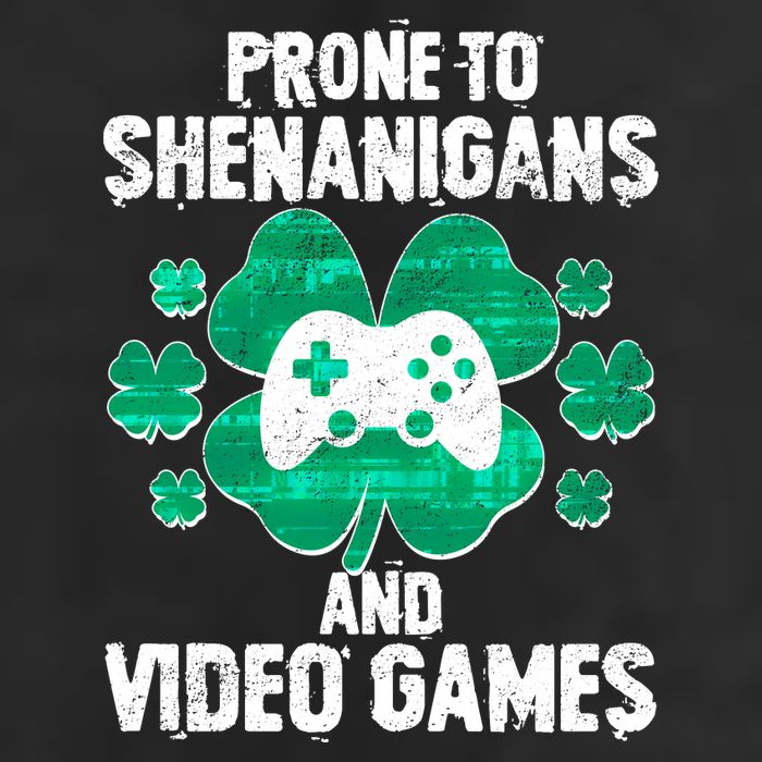 Prone To Shenanigans Video Games Shamrock Gamer Large Microfiber Waffle Golf Towel