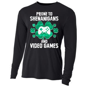 Prone To Shenanigans Video Games Shamrock Gamer Cooling Performance Long Sleeve Crew