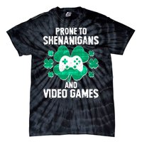 Prone To Shenanigans Video Games Shamrock Gamer Tie-Dye T-Shirt