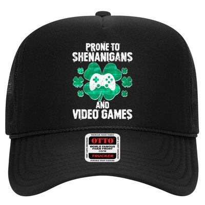 Prone To Shenanigans Video Games Shamrock Gamer Trucker Hat