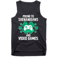 Prone To Shenanigans Video Games Shamrock Gamer Tank Top