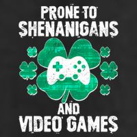 Prone To Shenanigans Video Games Shamrock Gamer Microfiber Hand Towel