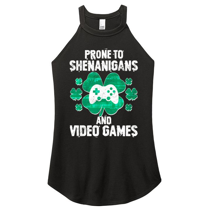 Prone To Shenanigans Video Games Shamrock Gamer Women's Perfect Tri Rocker Tank
