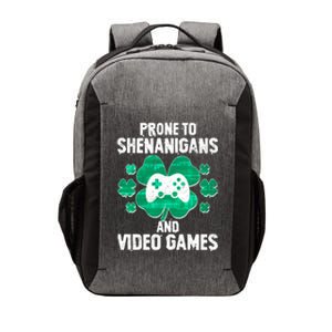 Prone To Shenanigans Video Games Shamrock Gamer Vector Backpack