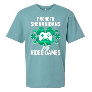 Prone To Shenanigans Video Games Shamrock Gamer Sueded Cloud Jersey T-Shirt