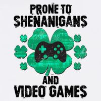 Prone To Shenanigans Video Games Shamrock Gamer Garment-Dyed Sweatshirt