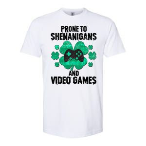 Prone To Shenanigans Video Games Shamrock Gamer Softstyle CVC T-Shirt