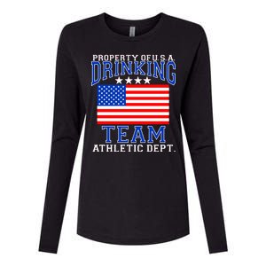 Property of U.S.A. Drinking Team Womens Cotton Relaxed Long Sleeve T-Shirt