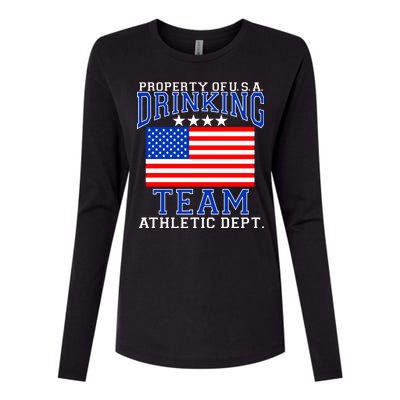 Property of U.S.A. Drinking Team Womens Cotton Relaxed Long Sleeve T-Shirt