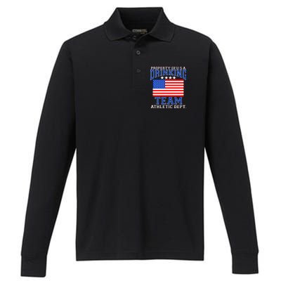 Property of U.S.A. Drinking Team Performance Long Sleeve Polo