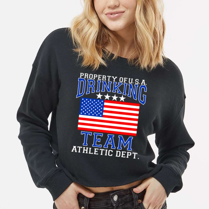 Property of U.S.A. Drinking Team Cropped Pullover Crew