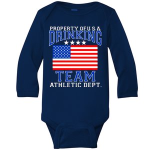 Property of U.S.A. Drinking Team Baby Long Sleeve Bodysuit