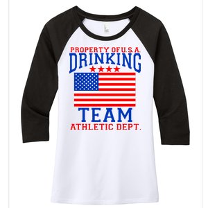 Property of U.S.A. Drinking Team Women's Tri-Blend 3/4-Sleeve Raglan Shirt