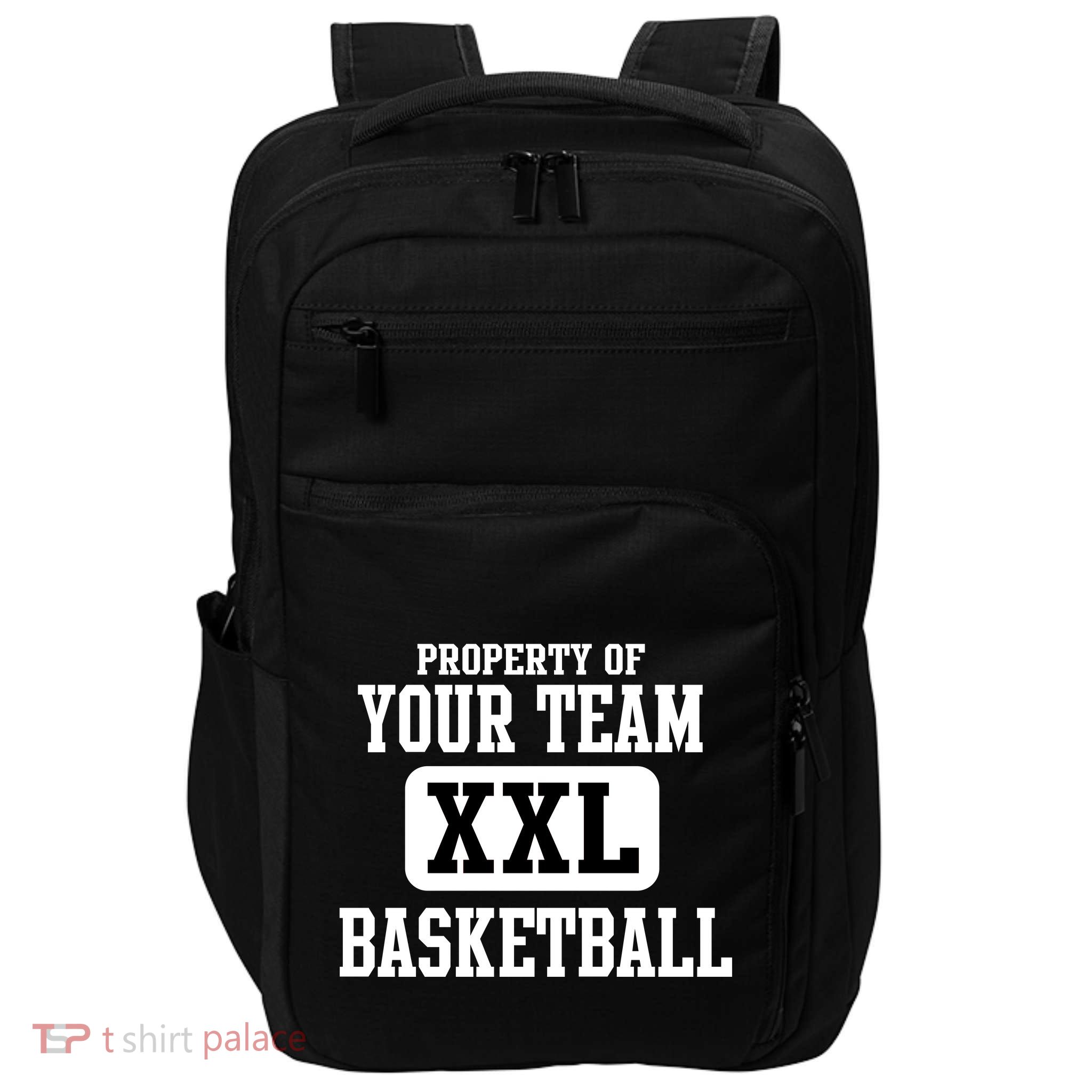 Property Of Your Team XXL Sports Personalize Text Impact Tech Backpack