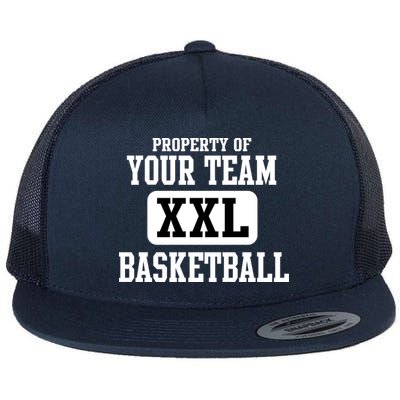 Property Of Your Team XXL Sports Personalize Text Flat Bill Trucker Hat