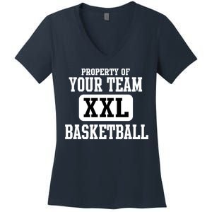 Property Of Your Team XXL Sports Personalize Text Women's V-Neck T-Shirt