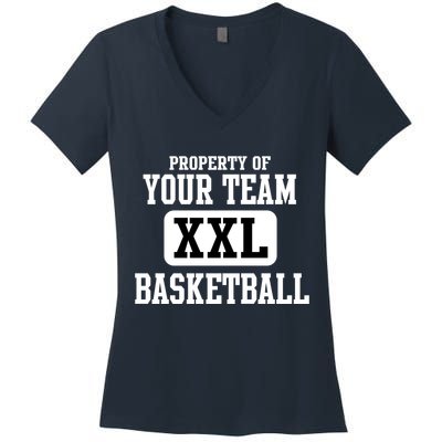 Property Of Your Team XXL Sports Personalize Text Women's V-Neck T-Shirt